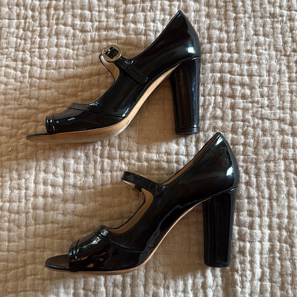 Nicole Brundage for Furla black patent Italian leather heels Euro 37 - Picture 6 of 9